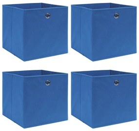Caixas de arrumação 4 pcs 32x32x32 cm tecido azul