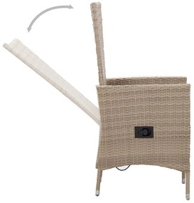 5 pcs conjunto de jantar para jardim com almofadões bege