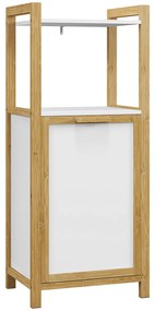 HOMCOM Móvel em Bambu com Cesto de Roupa para Banheiro Ganho de Espaço 2 Prateleiras 40x30x86,5 cm | Aosom Portugal