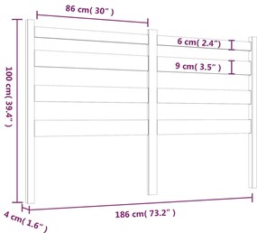Cabeceira de cama 186x4x100 cm pinho maciço cinzento