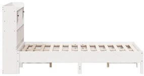 Cama com estante sem colchão 140x190 cm pinho maciço branco