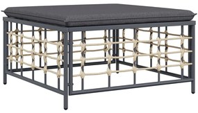 7 pcs conjunto lounge de jardim c/ almofadões vime PE antracite