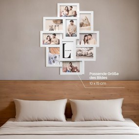 Conjunto de molduras, 10 molduras para fotografias de 10 x 15 cm, Branco