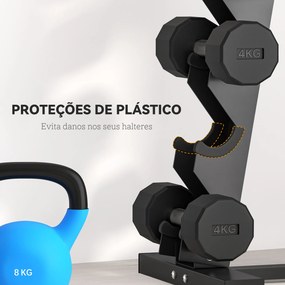 Suporte para Halteres (PESOS NÃO INCLUIDOS) de 5 Níveis Suporte de Armazenamento para Halteres de Aço para Treinamento 35x33x66 cm Preto