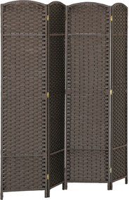 Biombo de 4 Painéis Separador de Ambientes Dobrável 160x170 cm para Sala de Estar Dormitório Escritório Castanho