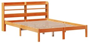 Estrutura cama c/ cabeceira 140x200cm pinho maciço castanho-mel