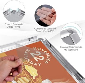Conjunto de 2 suportes de pé A4 para cartazes de metal, cartazes de quadro, menus, publicidade exterior, altura ajustável, giratório, prateado