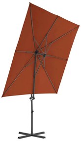 Guarda-sol jardim cantilever c/ poste aço 250x250 cm terracotta