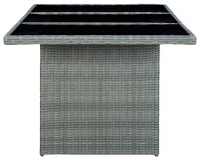 7 pcs conj. jantar exterior + almofadões vime PE cinzento-claro