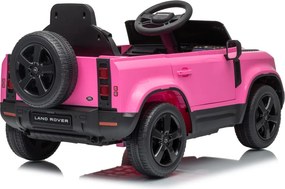 Carro elétrico para Crianças 12V 4x4 Land Rover Defender Rodas de espuma EVA, Assento Couro ecológico, Controlo remoto Rosa