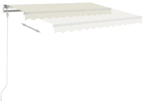 Toldo retrátil manual com LED 3x2,5 m cor creme