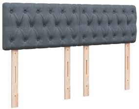 Cama com molas/colchão 160x200 cm veludo cinzento-escuro