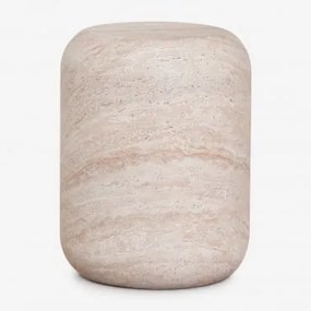 Mesa De Cabeceira Ø35 Cm Em Cimento Fonelas Look Travertino - Sklum