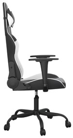 Cadeira gaming couro artificial preto e branco