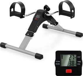 Mini bicicleta de exercício dobrável com resistência ajustável para pernas e braços Máquina de exercício com pedal para escritório em casa Preto