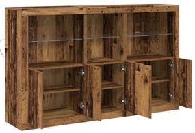 Buffet Lateral com Luzes LED Madeira Antiga 162x37x100 cm Madeira Recu