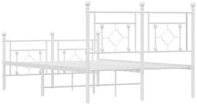 Estrutura de cama com cabeceira e pés 120x190 cm metal branco