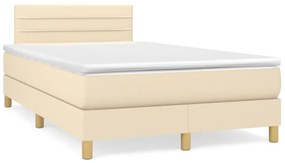 vidaXL Cama boxspring com colchão 120x190 cm tecido cor creme