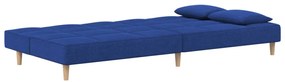 Sofá-cama 2 lugares com duas almofadas tecido azul