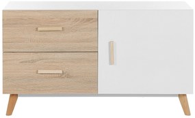 Aparador com 2 gavetas e 1 porta branco e cor de madeira clara FILI Beliani