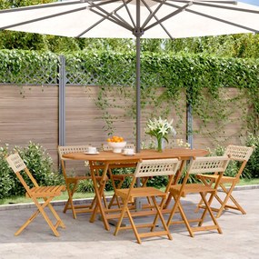 vidaXL Cadeiras de jardim dobráveis 6 pcs vime PE/madeira maciça bege