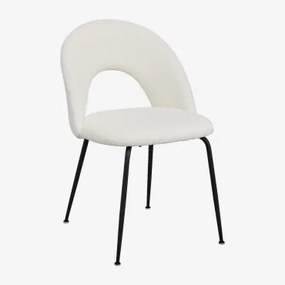 Cadeira De Jantar Em Borreguito Glorys Branco & Negro - Sklum