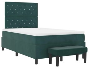 Cama Box com Colchão e Banco Verde Escuro 120x190 cm Veludo