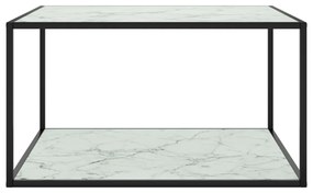 Mesa de centro 90x90x50 cm preto com vidro marmorizado branco