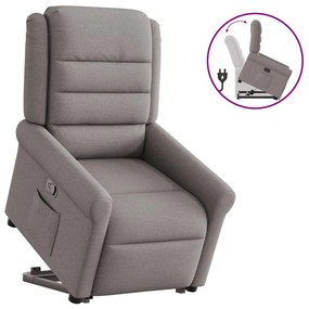vidaXL Poltrona reclinável elevatória tecido cinzento-acastanhado