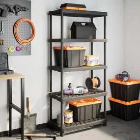 Estante arrumação c/ 5 prateleiras 93,5x45,5x194,5 cm PP preto