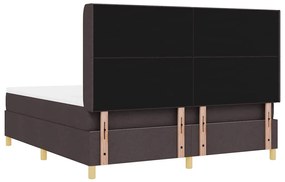 Cama Box com Colchão Marrom Escuro 180x200 cm em Tecido