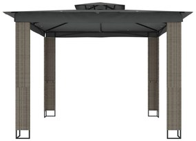 Gazebo com telhado duplo 2,94x2,94 m aço antracite