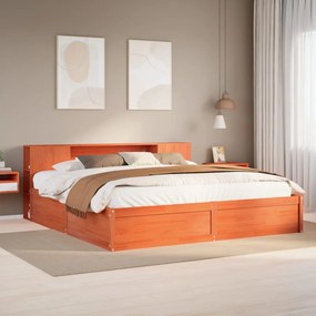 vidaXL Cama sem colchão 200x200 cm pinho maciço castanho-mel