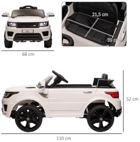 Carro Elétrico SUV para Crianças de 3-6 Anos Carro de Bateria 12V com 2 Motores Controlo Remoto Faróis Buzina Bluetooth Música USB e Abertura de Porta