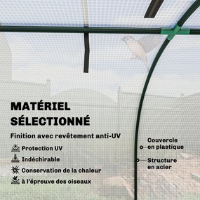 Mini-estufa de jardim para tomates 295 C x 100 L x 80 A cm Aço PE de alta densidade 140 g/m² Anti-UV 3 janelas Branca