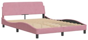 Cama com colchão 140x190 cm veludo rosa