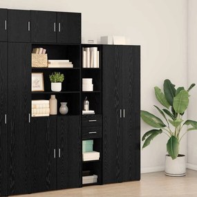 Highboard Preto Carvalho 30x42,5x185 cm Madeira de engenharia