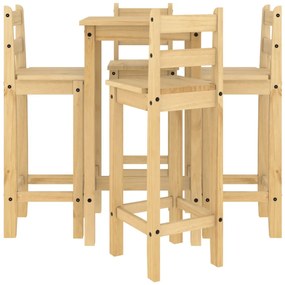 5 pcs conjunto de bar pinho maciço