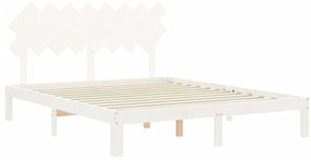 Cama sem colchão 160x200 cm madeira de pinho maciça branco