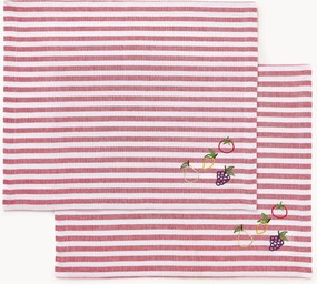 Individuais de mesa às riscas com motivos bordados Melony, conjunto de 2