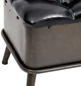 Banco de arrumação com encosto 110 cm couro artificial preto