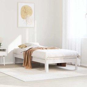 Estrutura de cama sem colchão 80x200 cm pinho maciço branco