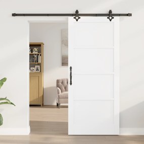 Porta Deslizante vidaXL com Conjunto de Ferragens Branca 86x198.5 cm M