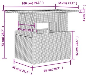 7 pcs conj. sofás jardim com almofadões vime PE cinzento-claro