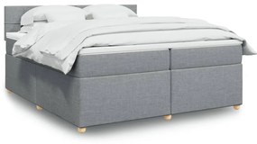 vidaXL Cama com molas/colchão 200x200 cm tecido cinza-claro