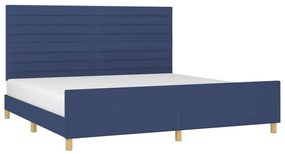 Estrutura de cama com cabeceira 200x200 cm tecido azul