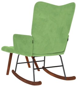 Cadeira de baloiço com banco veludo verde-claro