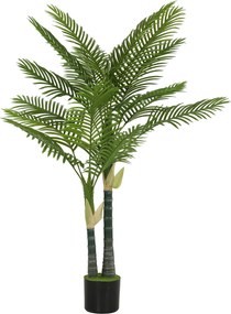HOMCOM Palmeira artificial 150cm com 16 folhas, grande planta artificial em vaso para sala de estar, varanda, decoração, verde | Aosom Portugal