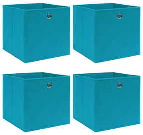 Caixas de arrumação 4 pcs 32x32x32 cm tecido azul-bebé