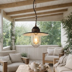 Candeeiro de suspensão exterior rústico ouro antigo IP44 - Kansas